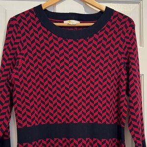 Boden Navy/Maroon Sweater Dress